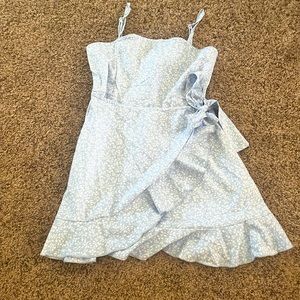 Girls floral ruffle hem wrap front dress